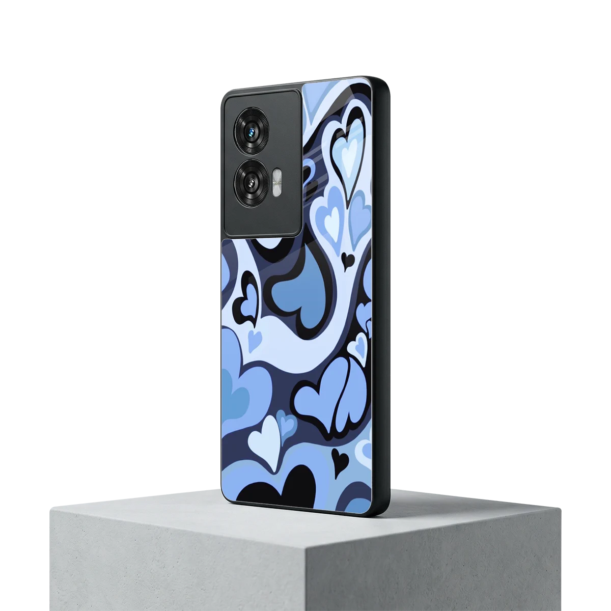 Y2K Blue Meltdown Hearts motorola edge 50 fusion mobile cover | shockproof glass phone case