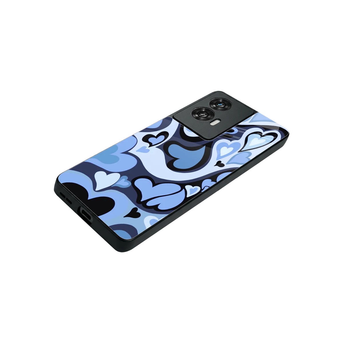 Y2K Blue Meltdown Hearts stylish phone case for motorola edge 50 fusion | glossy glass and slim fit