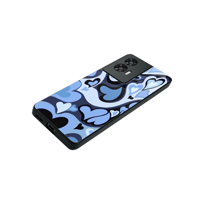 Y2K Blue Meltdown Hearts stylish phone case for motorola edge 50 fusion | glossy glass and slim fit