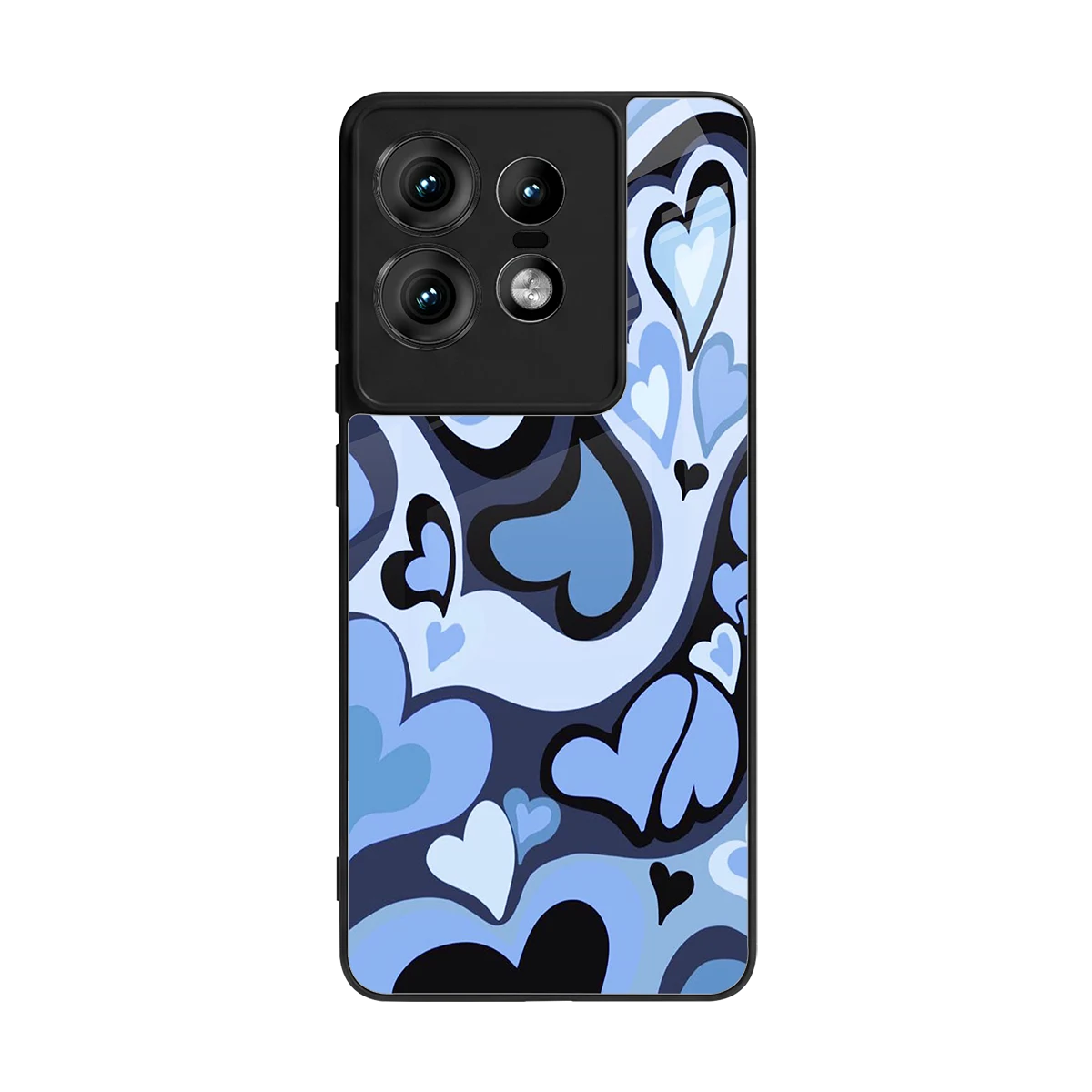 Y2K Blue Meltdown Hearts back phone cover | glass case for motorola edge 50 pro