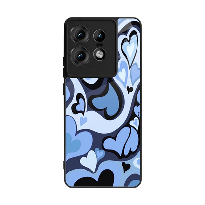 Y2K Blue Meltdown Hearts back phone cover | glass case for motorola edge 50 pro