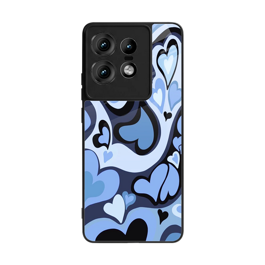 Y2K Blue Meltdown Hearts back phone cover | glass case for motorola edge 50 pro