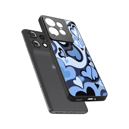 Y2K Blue Meltdown Hearts sleek motorola edge 50 pro cover with tempered glass back and TPU edges