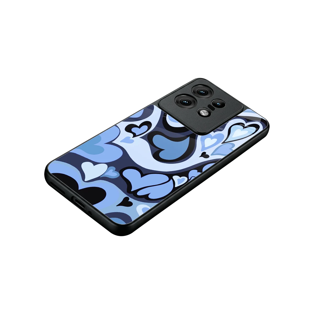Y2K Blue Meltdown Hearts stylish phone case for motorola edge 50 pro | glossy glass and slim fit