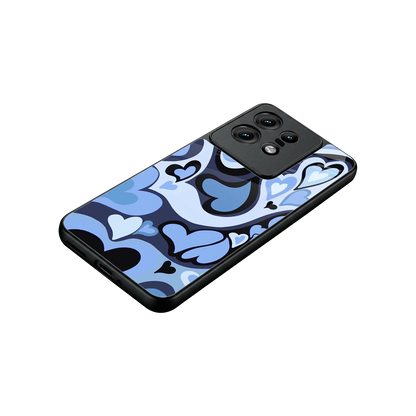 Y2K Blue Meltdown Hearts stylish phone case for motorola edge 50 pro | glossy glass and slim fit