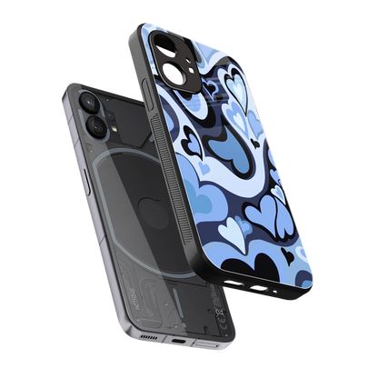 Y2K Blue Meltdown Hearts sleek nothing phone 1 cover with tempered glass back and TPU edges
