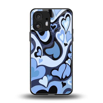 Y2K Blue Meltdown Hearts back phone cover | glass case for nothing phone 2