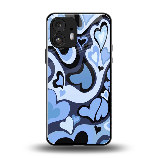Y2K Blue Meltdown Hearts back phone cover | glass case for nothing phone 2