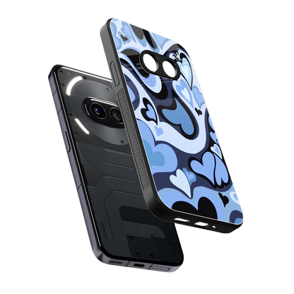 Y2K Blue Meltdown Hearts sleek nothing phone 2a cover with tempered glass back and TPU edges