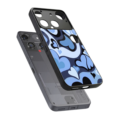 Y2K Blue Meltdown Hearts sleek nothing phone 3 cover with tempered glass back and TPU edges