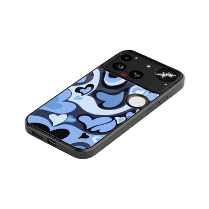 Y2K Blue Meltdown Hearts stylish phone case for nothing phone 3 | glossy glass and slim fit