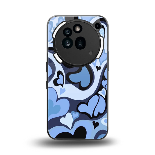 Y2K Blue Meltdown Hearts back phone cover | glass case for nothing phone 3a pro