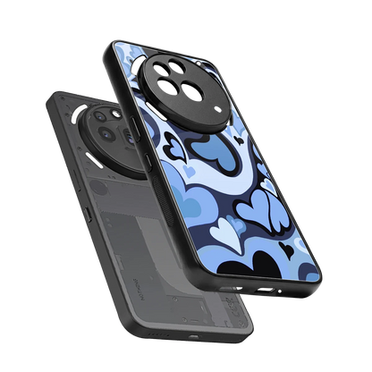 Y2K Blue Meltdown Hearts sleek nothing phone 3a pro cover with tempered glass back and TPU edges