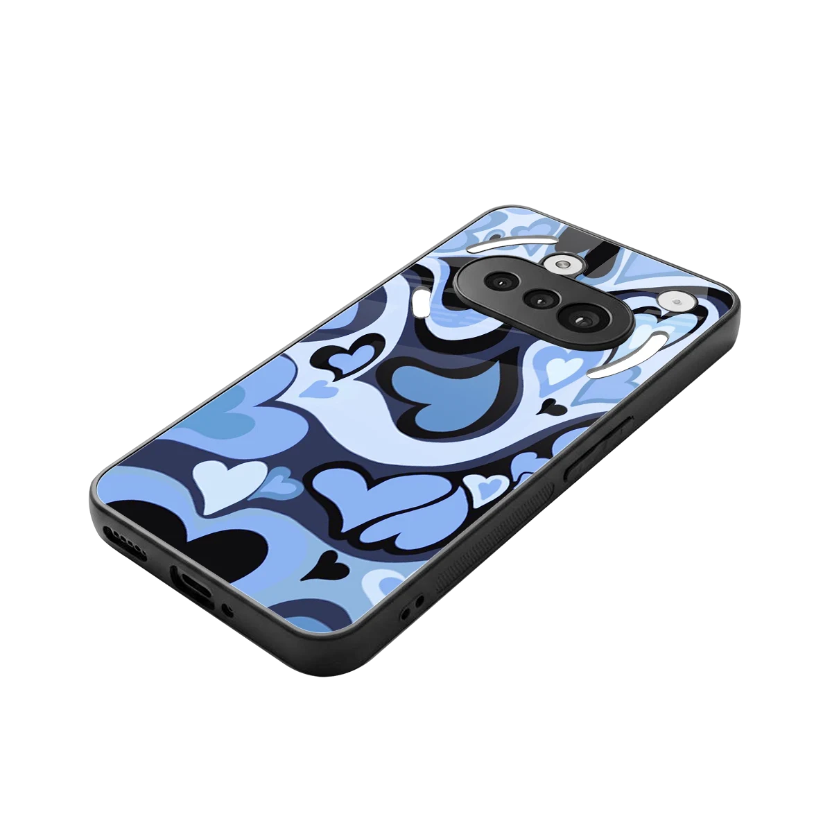 Y2K Blue Meltdown Hearts stylish phone case for nothing phone 3a | glossy glass and slim fit