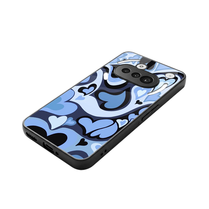 Y2K Blue Meltdown Hearts stylish phone case for nothing phone 3a | glossy glass and slim fit