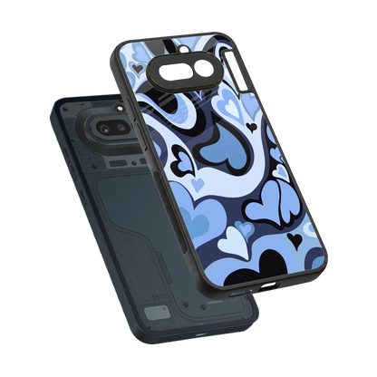 Y2K Blue Meltdown Hearts sleek nothing phone 4a cover with tempered glass back and TPU edges