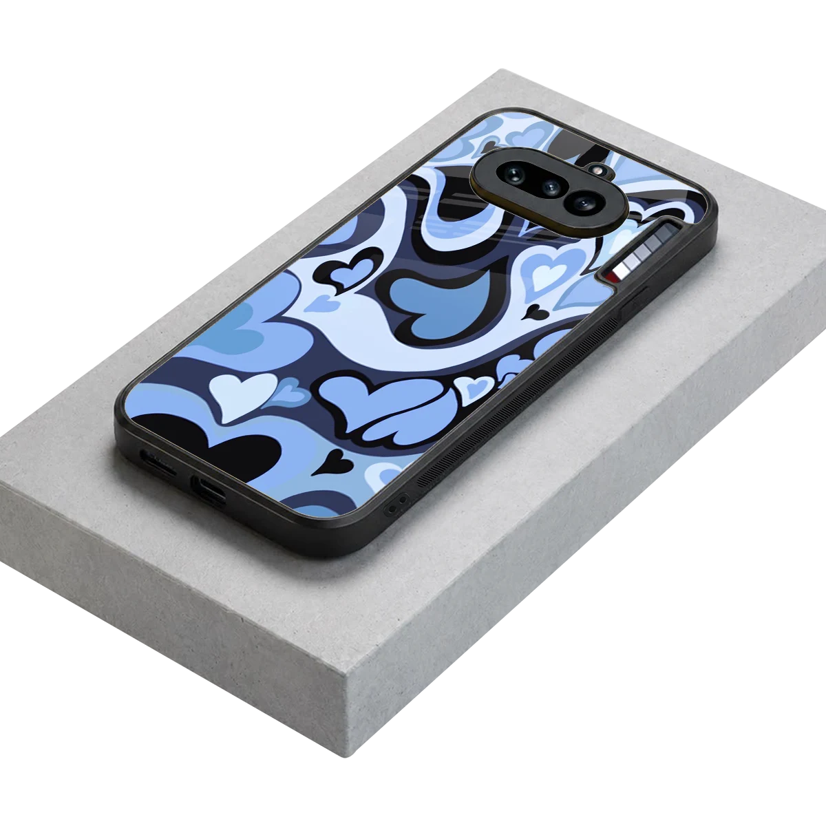 Y2K Blue Meltdown Hearts stylish phone case for nothing phone 4a | glossy glass and slim fit
