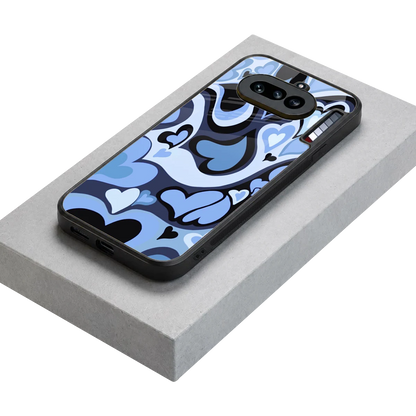 Y2K Blue Meltdown Hearts stylish phone case for nothing phone 4a | glossy glass and slim fit