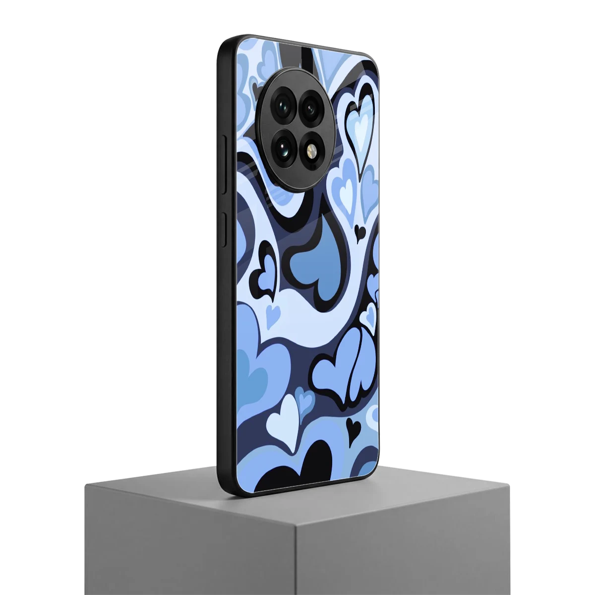 Y2K Blue Meltdown Hearts oneplus 13r mobile cover | shockproof glass phone case