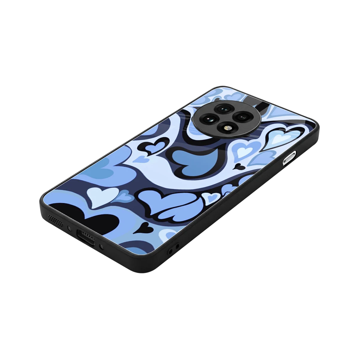Y2K Blue Meltdown Hearts stylish phone case for oneplus 13r | glossy glass and slim fit