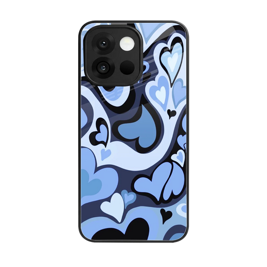 Y2K Blue Meltdown Hearts back phone cover | glass case for oneplus 13s