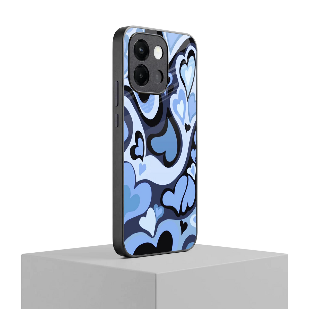 Y2K Blue Meltdown Hearts oneplus 13s mobile cover | shockproof glass phone case