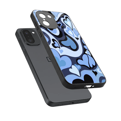 Y2K Blue Meltdown Hearts sleek oneplus 15r cover with tempered glass back and TPU edges