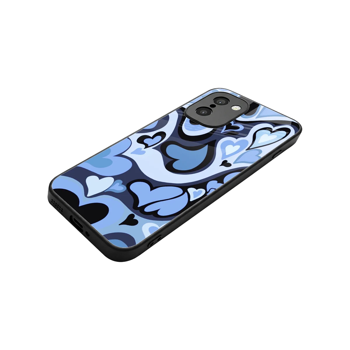 Y2K Blue Meltdown Hearts stylish phone case for oneplus 15r | glossy glass and slim fit