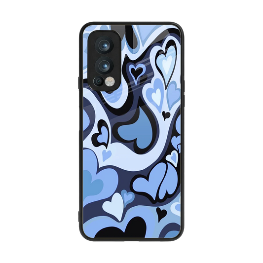 Y2K Blue Meltdown Hearts back phone cover | glass case for oneplus nord 2