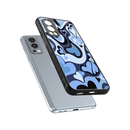 Y2K Blue Meltdown Hearts sleek oneplus nord 2 cover with tempered glass back and TPU edges