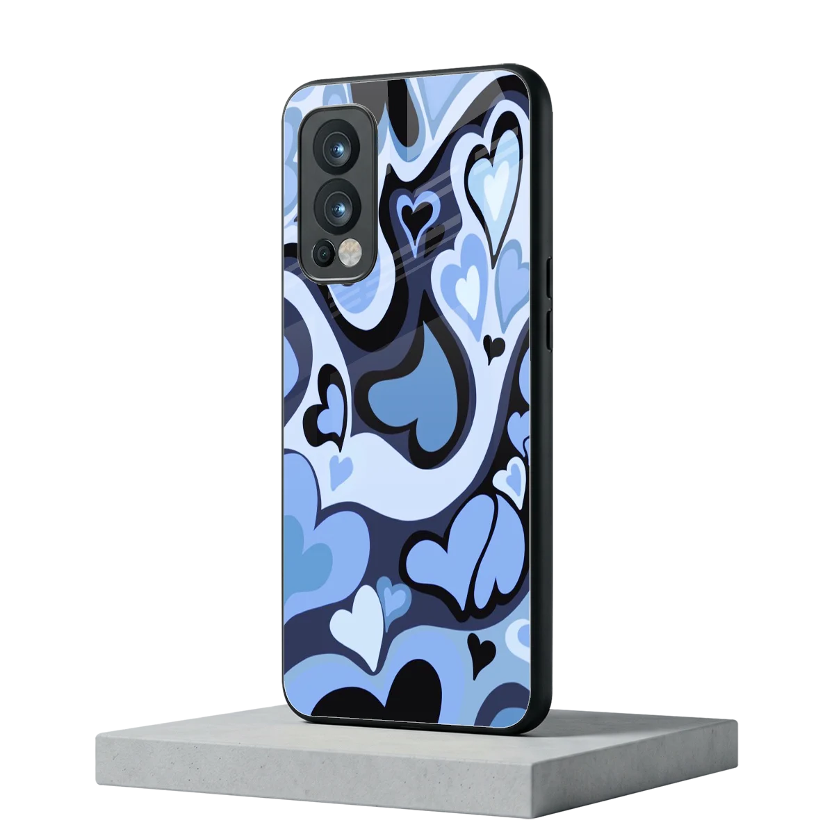 Y2K Blue Meltdown Hearts oneplus nord 2 mobile cover | shockproof glass phone case