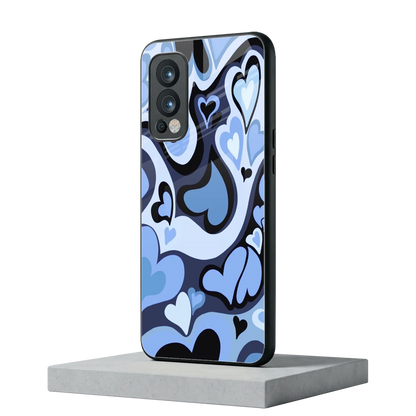 Y2K Blue Meltdown Hearts oneplus nord 2 mobile cover | shockproof glass phone case