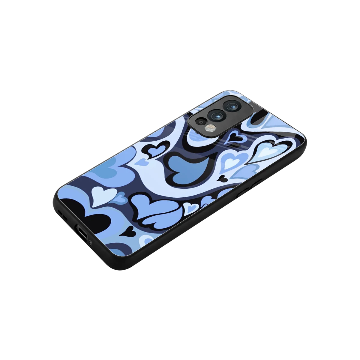 Y2K Blue Meltdown Hearts stylish phone case for oneplus nord 2 | glossy glass and slim fit