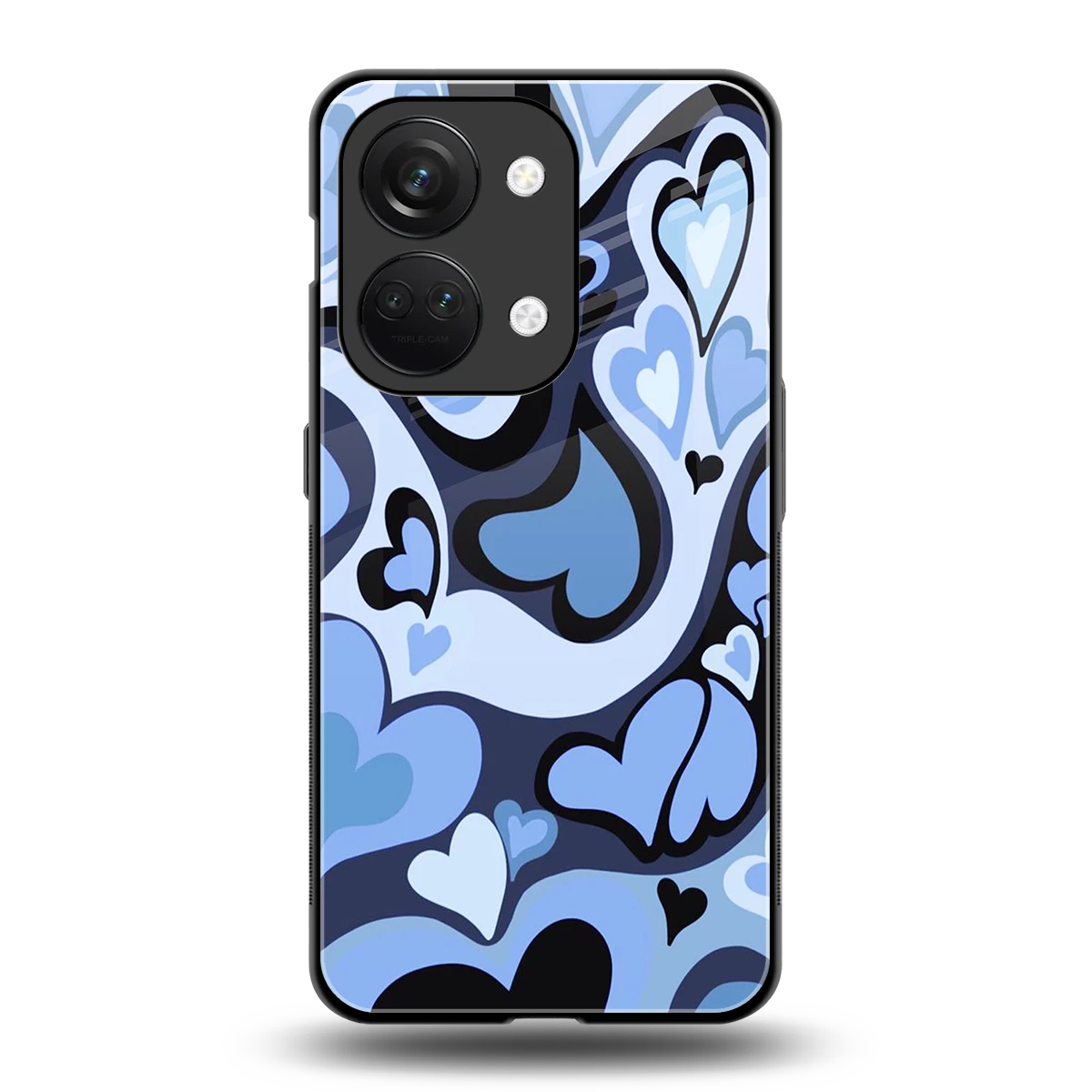 Y2K Blue Meltdown Hearts back phone cover | glass case for oneplus nord 3