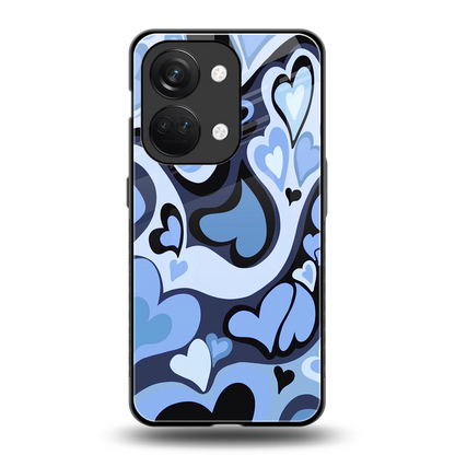 Y2K Blue Meltdown Hearts back phone cover | glass case for oneplus nord 3