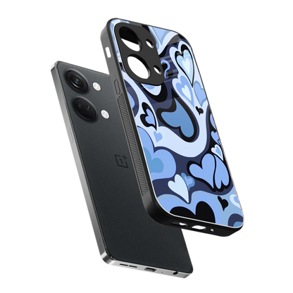 Y2K Blue Meltdown Hearts sleek oneplus nord 3 cover with tempered glass back and TPU edges