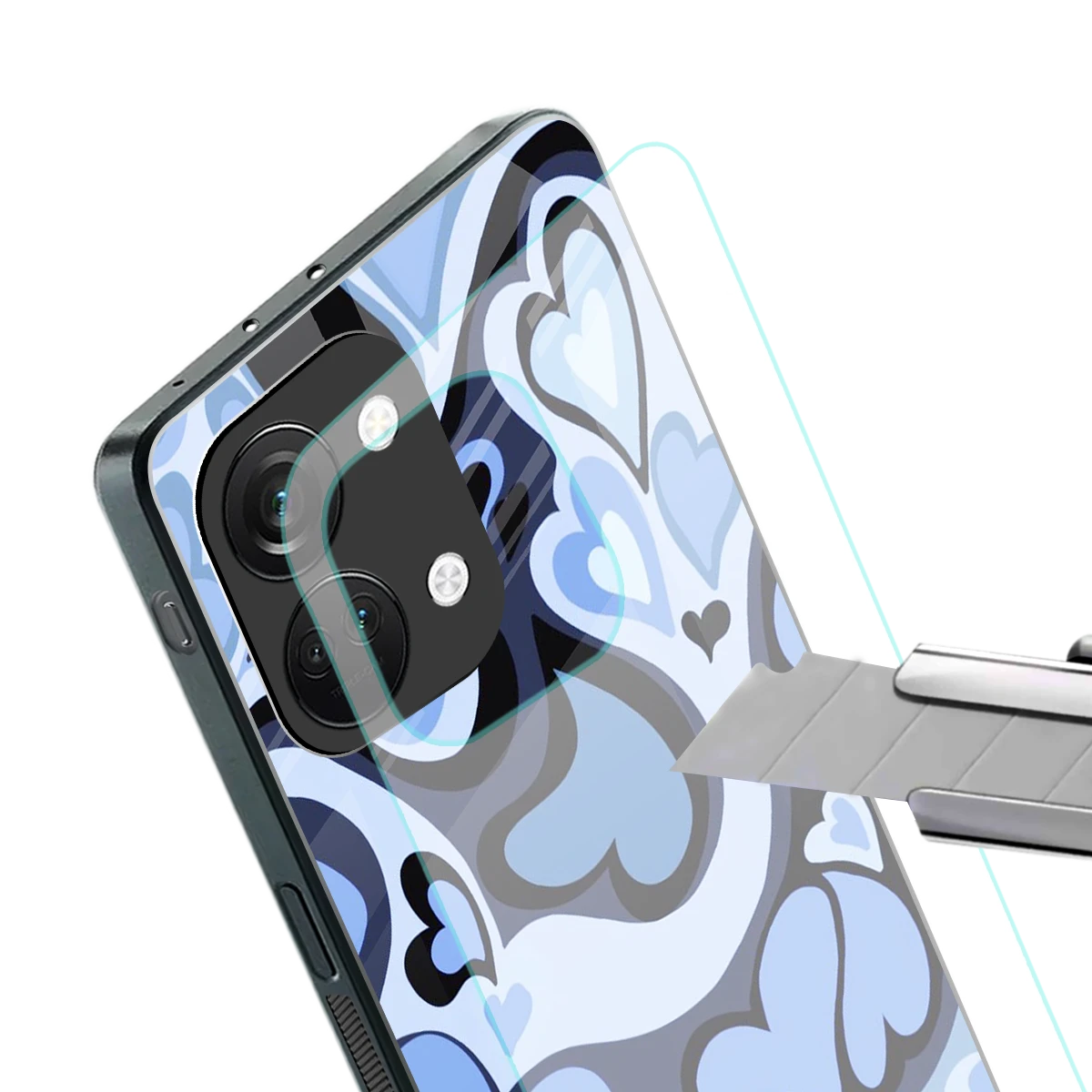 Y2K Blue Meltdown Hearts stylish phone case for oneplus nord 3 | glossy glass and slim fit