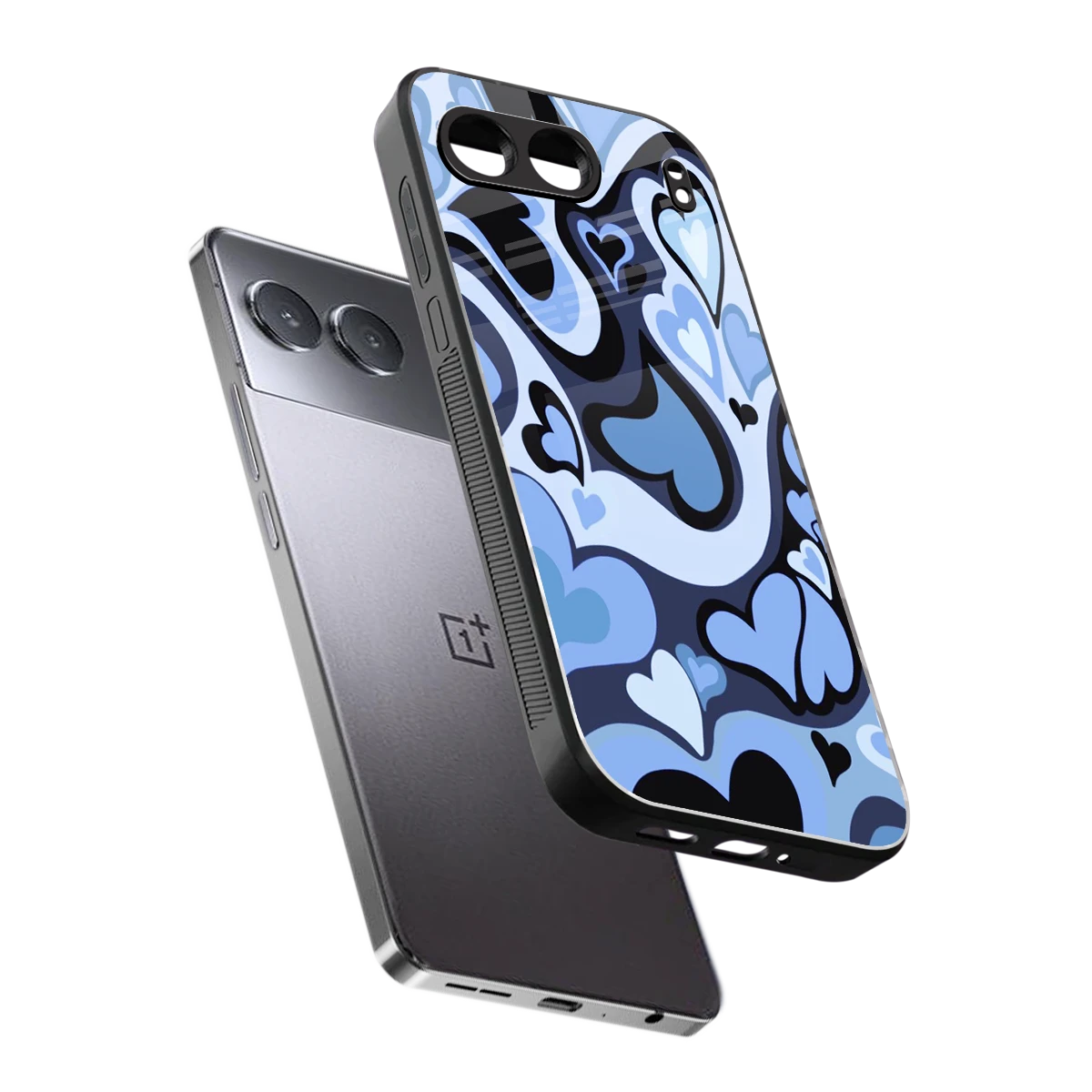 Y2K Blue Meltdown Hearts sleek oneplus nord 4 cover with tempered glass back and TPU edges