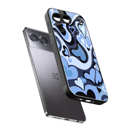 Y2K Blue Meltdown Hearts sleek oneplus nord 4 cover with tempered glass back and TPU edges