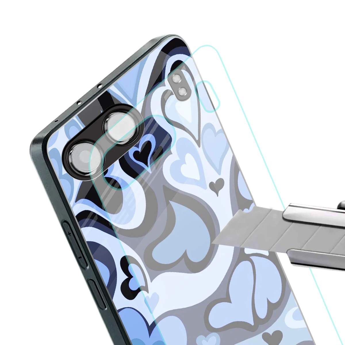 Y2K Blue Meltdown Hearts stylish phone case for oneplus nord 4 | glossy glass and slim fit