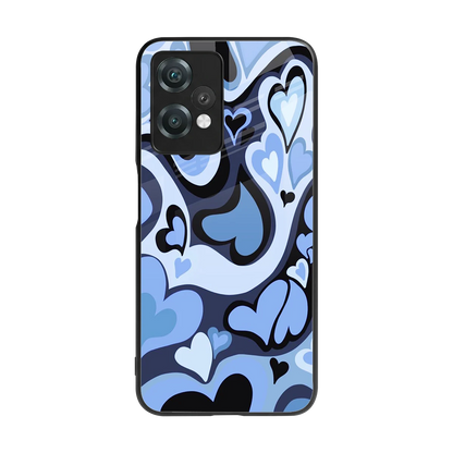 Y2K Blue Meltdown Hearts back phone cover | glass case for oneplus nord ce 2 lite