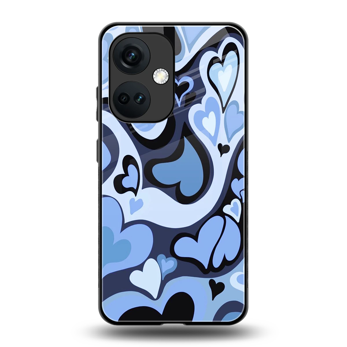 Y2K Blue Meltdown Hearts back phone cover | glass case for oneplus nord ce 3