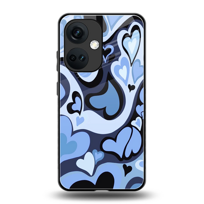 Y2K Blue Meltdown Hearts back phone cover | glass case for oneplus nord ce 3