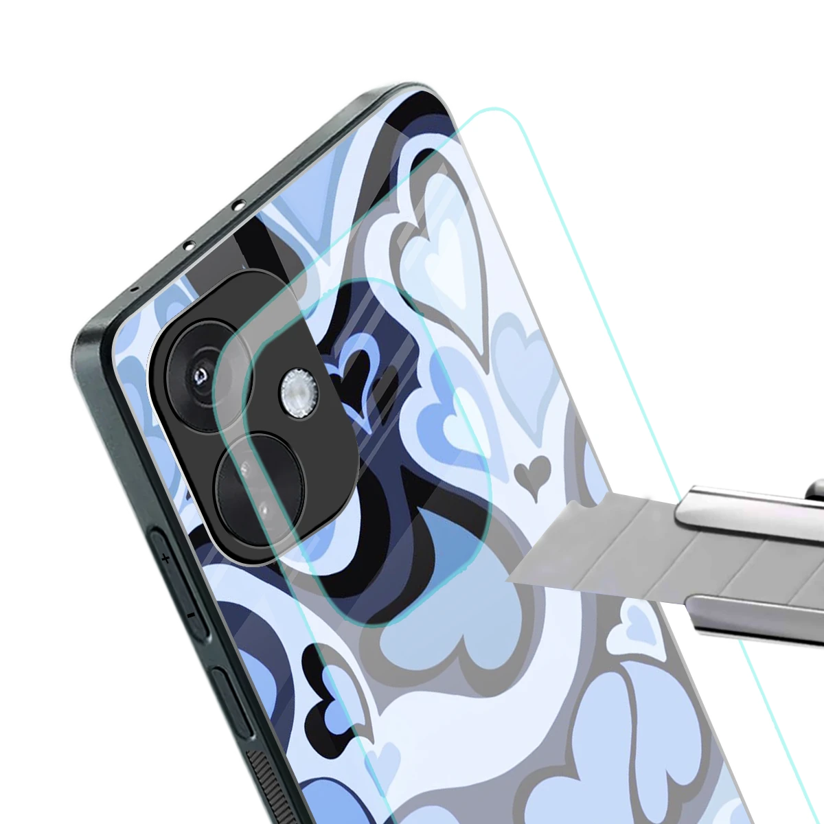 Y2K Blue Meltdown Hearts stylish phone case for oneplus nord ce 3 | glossy glass and slim fit