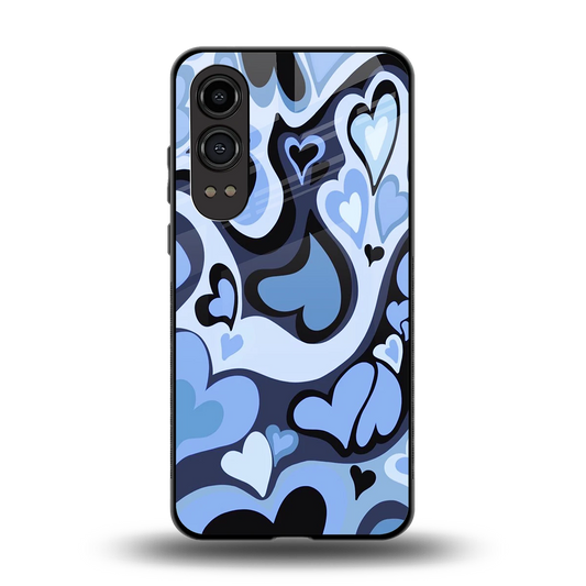 Y2K Blue Meltdown Hearts back phone cover | glass case for oneplus nord ce 4 lite