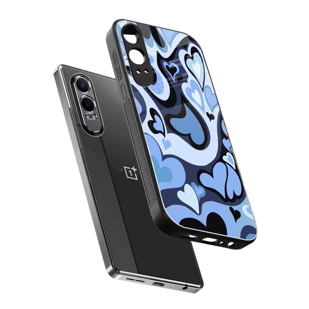Y2K Blue Meltdown Hearts sleek oneplus nord ce 4 lite cover with tempered glass back and TPU edges
