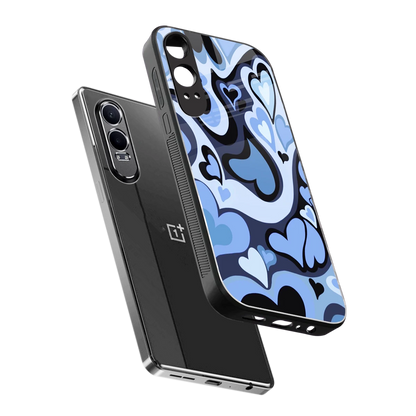 Y2K Blue Meltdown Hearts sleek oneplus nord ce 4 lite cover with tempered glass back and TPU edges