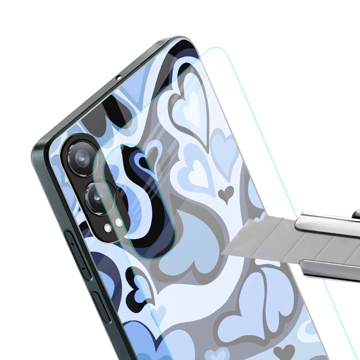 Y2K Blue Meltdown Hearts stylish phone case for oneplus nord ce 4 lite | glossy glass and slim fit