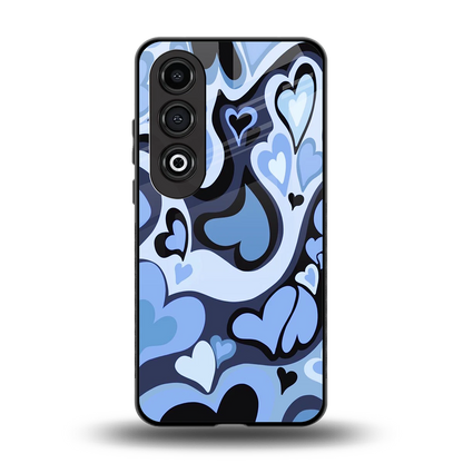 Y2K Blue Meltdown Hearts back phone cover | glass case for oneplus nord ce 4