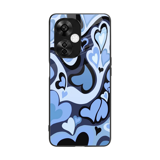 Y2K Blue Meltdown Hearts back phone cover | glass case for oneplus nord ce 3 lite